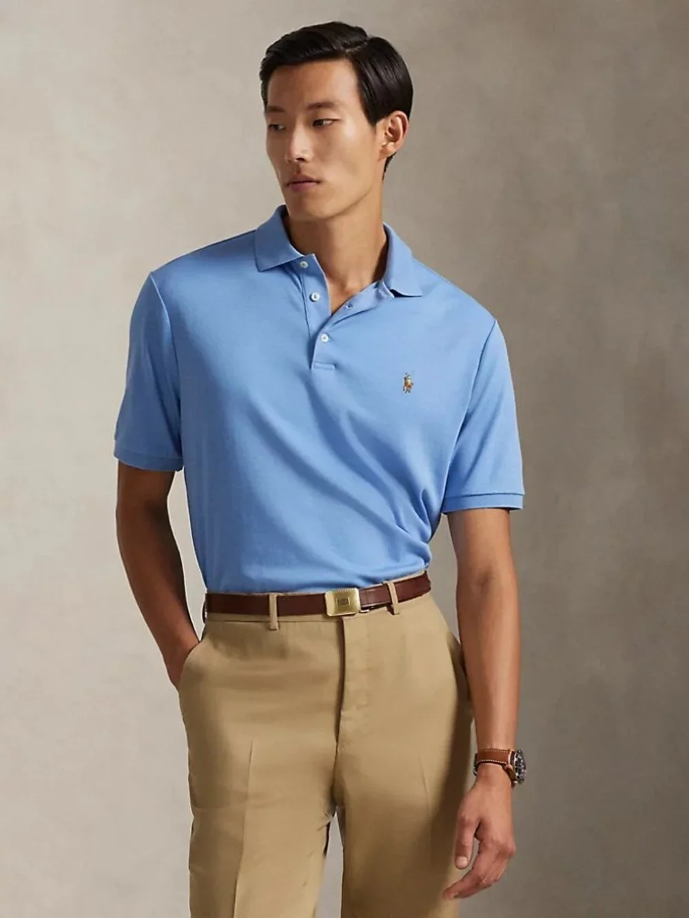 POLO RALPH LAUREN Classic Fit Soft Cotton Polo Shirt LARGE Sky Blue NWT
